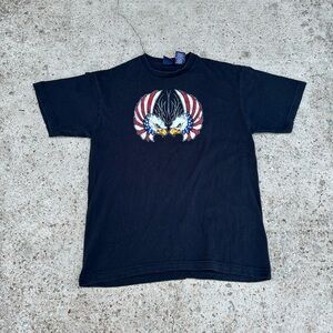 Vintage 90s Biker American Bald Eagle USA  Short Sleeve Graphic Shirt Tee Large